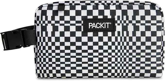 PackIt Freezable Snack Box, Checked Out, Built with EcoFreeze Technology, Collapsible, Reusable, Zip Closure with Buckle Handle, Designed For Work Snacks, Fresh Snacks On the Go, Adults, and All Ages