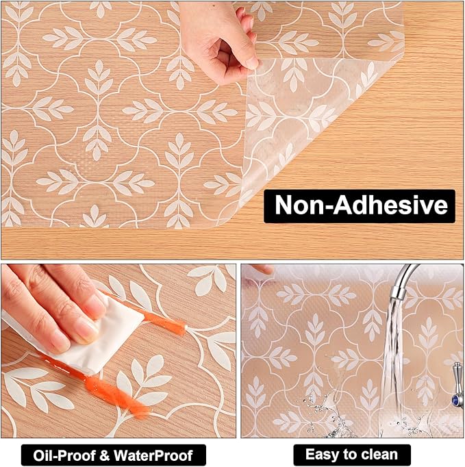 Cooyes Shelf Paper for Kitchen Cabinets Non Adhesive, Waterproof & Oil-Proof Kitchen Drawer Liner for Refrigerator Drawer Fridge Cupboard (23.6 Inch W x 354 Inch L)