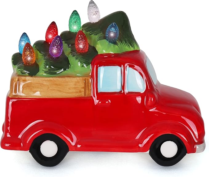 Milltown Merchants Ceramic Night Light - Plugin Vintage Tree with Lights - Mini Decorative Tree