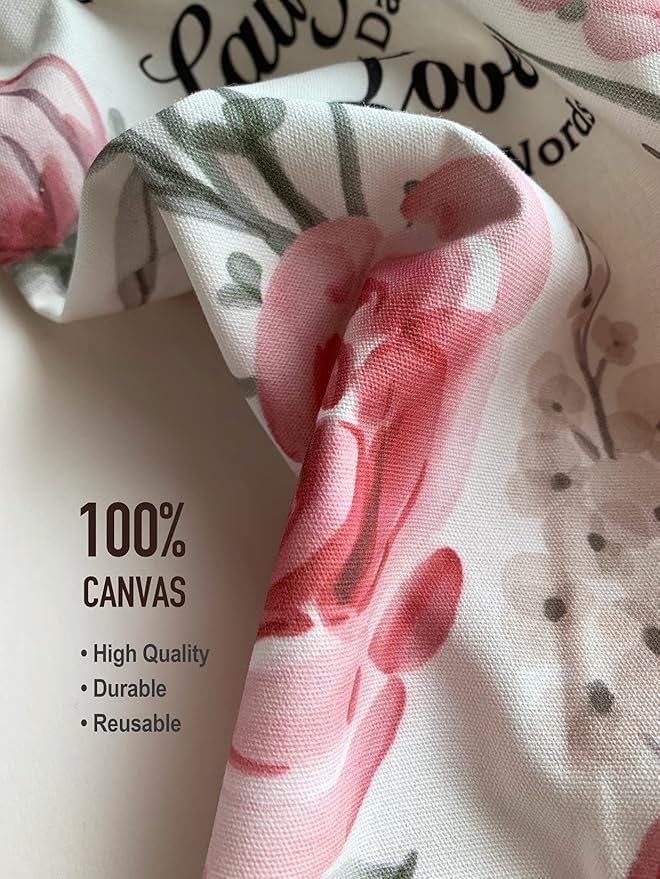 Hglian Plastic Bag Holder, Inspirational Farmhouse Grocery Bag Organizer Storage Dispenser Container for Shopping Trash Bags, Cute Flowers Kitchen Décor Gifts for Women Mom Friend Grandma Pink