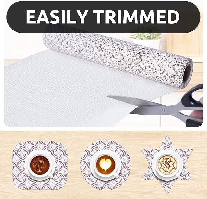 RAY STAR 12X120 Inch Shelf Liner for Kitchen Cabinets, Non-Adhesive Cabinet Liner Washable, PVC Drawer Liner for Dresser Non-Slip Bathroom (Circle)(3 Roll)