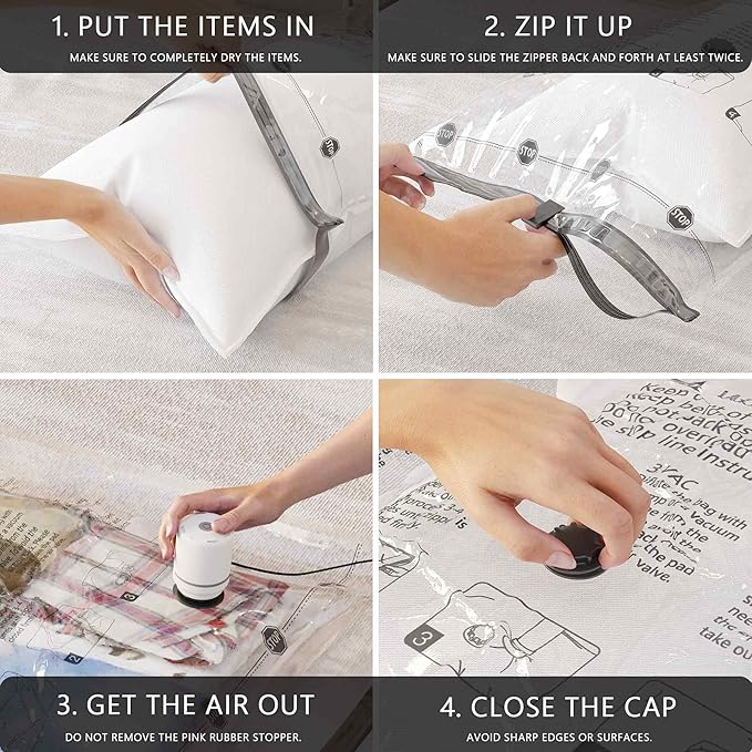 Vacuum Seal Bags for Clothing Travel and Home Storage, Travel Vacuum Bags with Electric Pump, Space Saver Compression Packing Cubes for Luggage Suitcase Bedding Blankets Clothes, 36 Combo