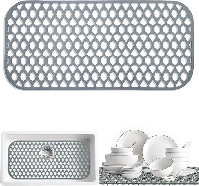 Sink Protectors for Kitchen Sink, Kitchen Sink Accessory - Silicone Mats Grid for Stainless Steel Strainer Bottom of Farmhouse Porcelain sinks (30”x14”)