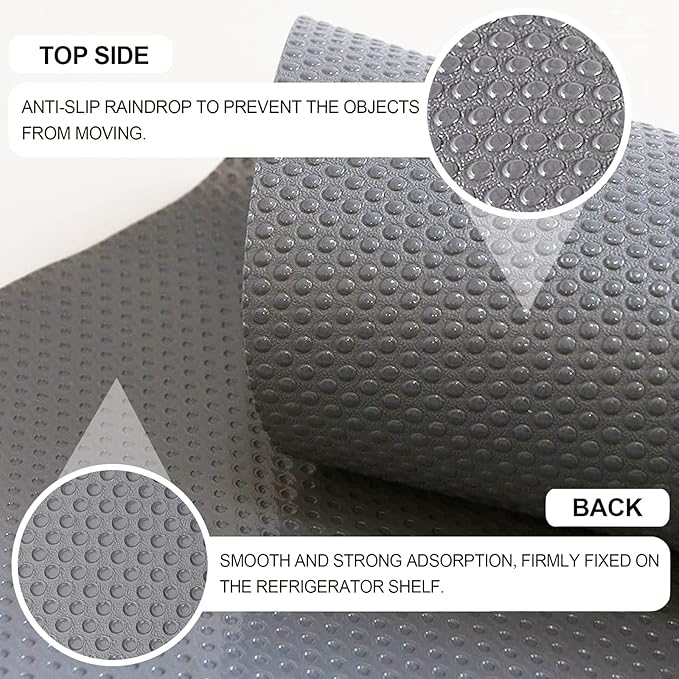 16 Pcs Refrigerator Liners Mats Washable, Refrigerator Mats Liner Waterproof Oilproof, Shinywear Fridge Liners for Shelves, Cover Pads for Freezer Glass Shelf Cupboard Cabinet Drawer (16 Gray)
