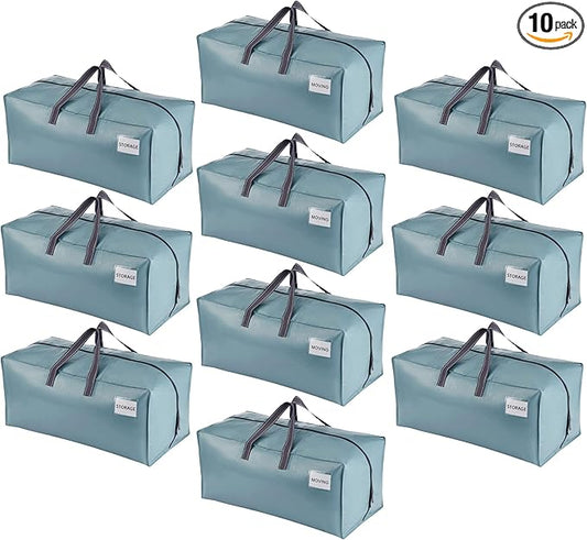VENO 10 Pack Heavy Duty Moving Bags with Backpack Straps, Zippers & Handles, Extra Large Packing Bags for College Dorm Essentials, Moving Supplies Alternative to Cardboard Moving Boxes