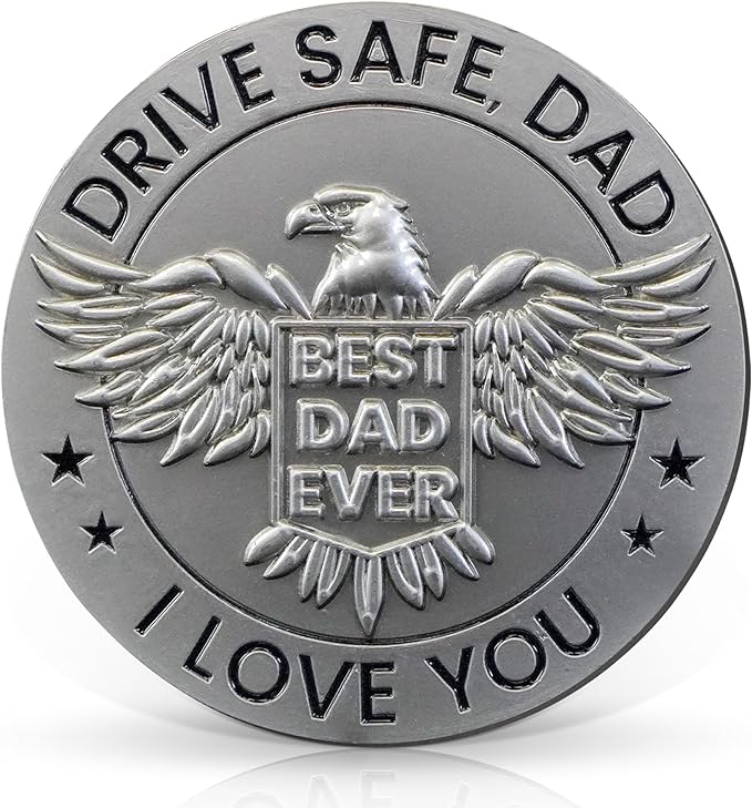 FLAGWIX Christmas Birthday Gifts for Dad from Daughter Son - Metal Car Visor Clip 3 in - Dad Gifts Who Wants Nothing, Father Papa Mens Birthday Gift Ideas, Car Accessories Visor Clip