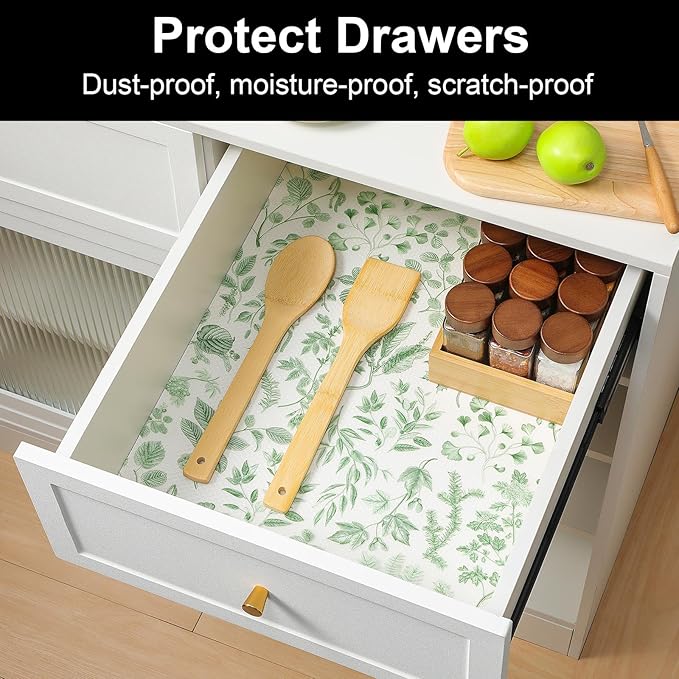 Cooyes Shelf Liner Drawer Liners, Shelf Liners for Kitchen Cabinets, Non-Adhesive Cabinet Liner, EVA Waterproof Non-Slip Refrigerator Liners for Kitchen Drawers（11.8" W x 118" L）