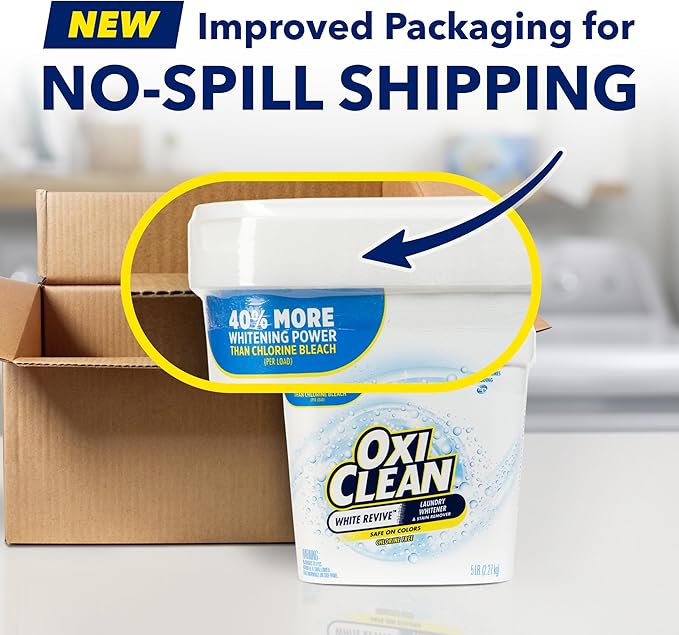 OxiClean White Revive Laundry Whitener and Stain Remover Powder, Alternative to Bleach for Laundry, 5 lb