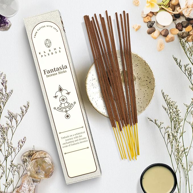 Fantasia Incense Sticks, Organic Hand Dipped Incense, Natural Herbs & Aromatic Ingredients, Contain 40 Sticks Inside, Burn Time 45 to 60 Minutes, Spiritual Gifts, Divine Incense by Karma Pledge