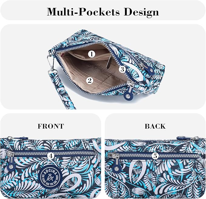 AOCINA Small Wristlet Wallet for Women RFID Blocking Crossbody Purse Gifts for Valentine's Day Nylon Cell Phone Purses