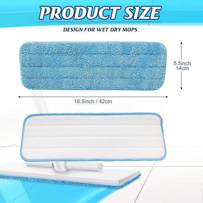 Gandeer 40 Pack Microfiber Mop Pads, Machine Washable Cleaning Flat Mop Head Replacement, Reusable Household Pads for Hardwood and Hard Surface Floor Cleaning and Scrubbing