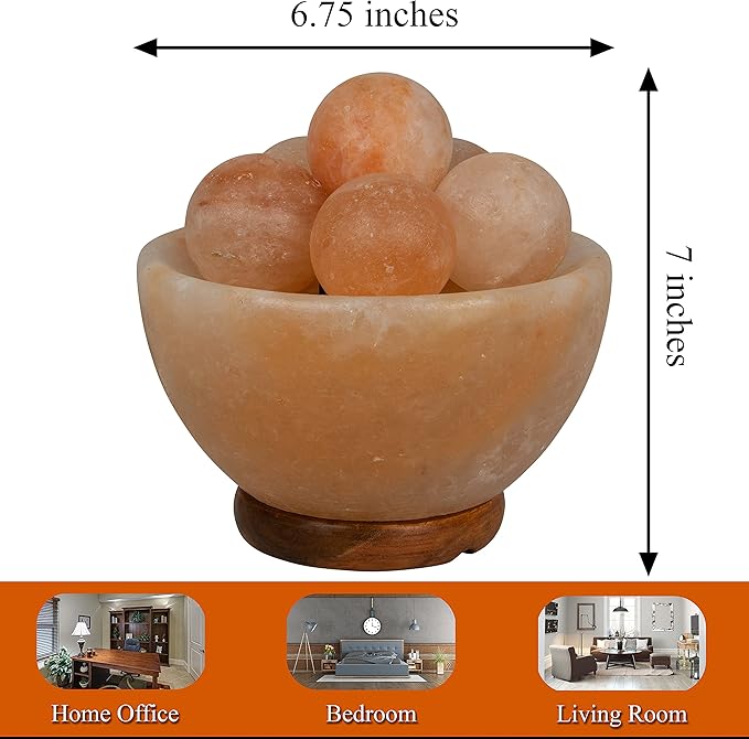 Spantik Himalayan Fire Bowl Salt Lamp with 6 Massage Balls Premium Quality Authentic from Pakistan