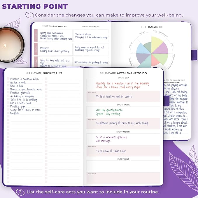 Clever Fox Self-Care Journal – Daily Reflection Notebook – Mental Health & Personal Development Planner, Meditation & Mood Log, A5 (Purple)