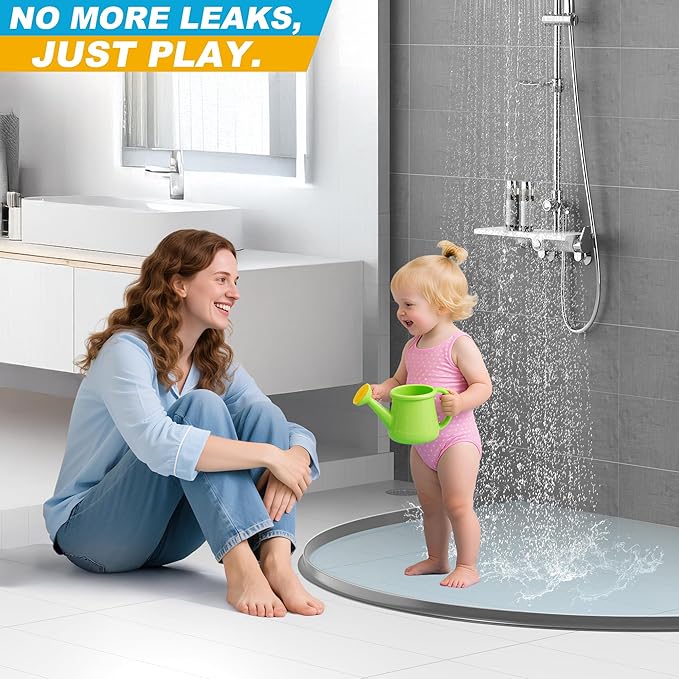 98Inch Shower Threshold Water Dam, Self-Adhesive Silicone Shower Barrier Water Stopper Shower Door Bottom Seal Strip Shower Splash Guard for Bathroom Kitchen Bathtub