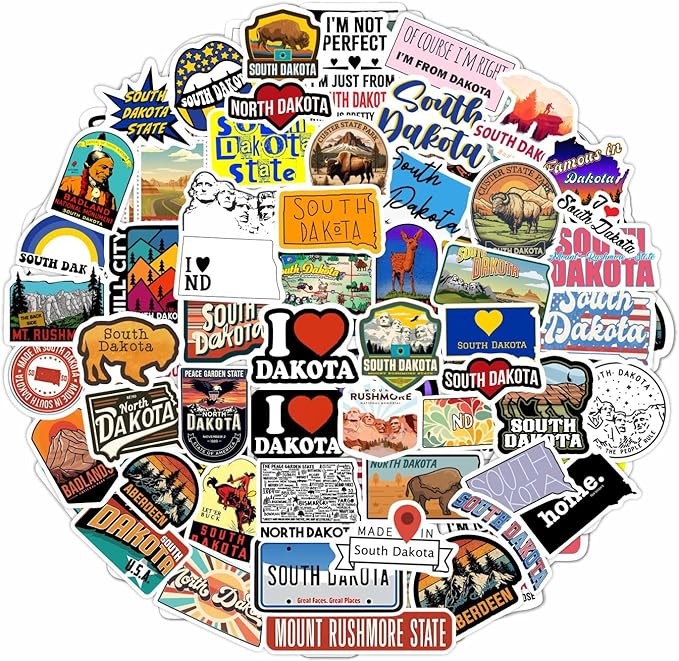 BulbaCraft Dakota Stickers for Water Bottle and Laptop - Dakota Party Favors & Decorations, Waterproof Vinyl Decals, State Pride and Icon Stickers, Gifts for Women & Men