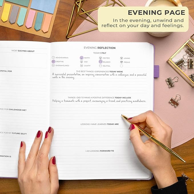 Clever Fox Gratitude Journal Large – Happiness, Positivity & Affirmation Journal – Inspirational Daily Notebook, 3 Months, 8.3x11” (Lavender)