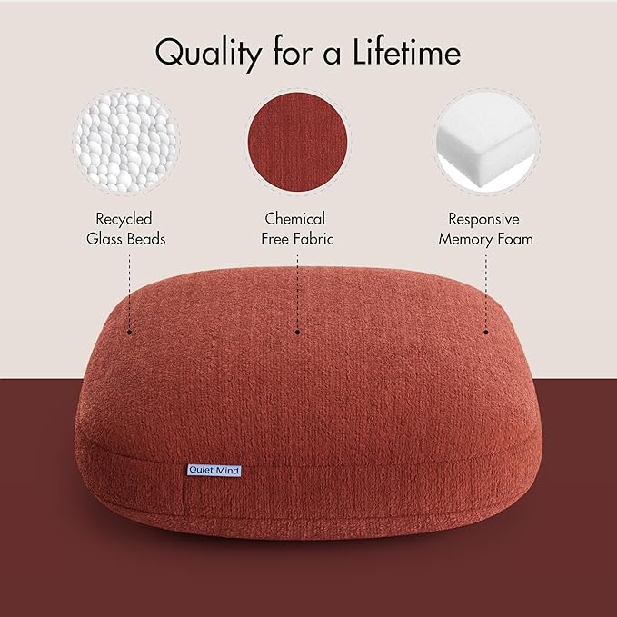 Quiet Mind Weighted Pillow for Adults 6 Lbs - Get Better Sleep - Sustainably Made and Chemical Free - Machine Washable (Small, Chili Oil)