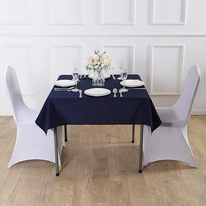 Cupuamon Square Tablecloth 90x90 inch Washable Polyester Fabric Table Cloth for Wedding Party Dining Banquet Decoration（90x90,Navy）