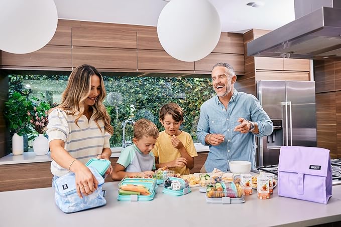 PackIt® Freezable Lunch Bag, Aqua Tie Dye, Built with EcoFreeze® Technology, Foldable, Reusable, Zip and Velcro Closure with Buckle Handle, Designed for Work Lunch and Fresh Lunch On the Go