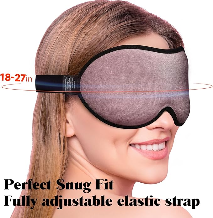 MABAO Weighted Eye Mask for Sleeping, Blackout 3D Contoured Sleep Mask with Adjustable Strap for Women Men, Memory Foam Gentle Pressure Relief Comfort Eye Cover Blindfold for Insomnia & Travel - Brown