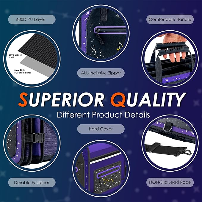 63L Car Trunk Organizer for SUVs & Small/Midsize Cars - Fluorescent Design, Waterproof, Collapsible with Adjustable Straps (Purple-M004)
