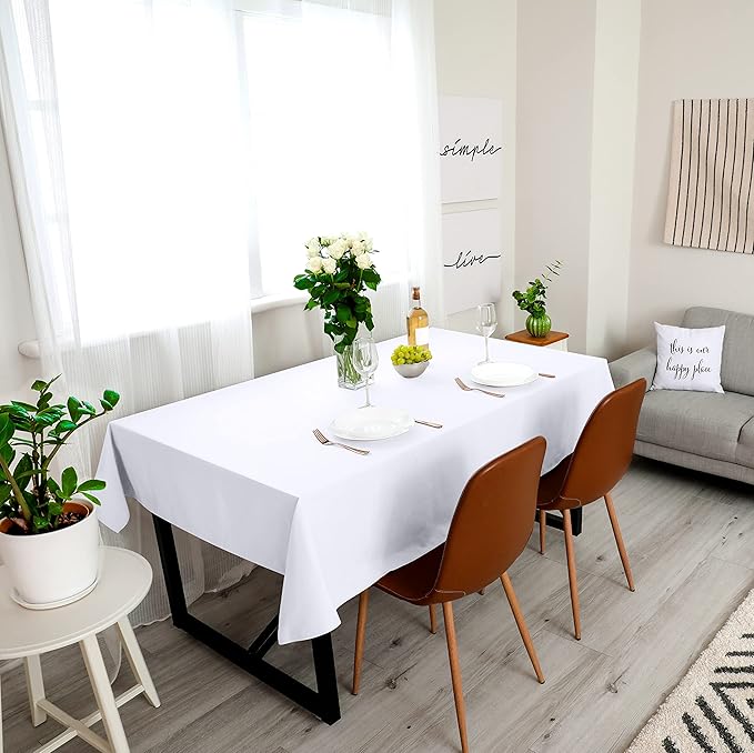 Utopia Kitchen Rectangle Table Cloth 2 Pack [60x120 Inches, White] Tablecloth Machine Washable Fabric Polyester Table Cover for Dining, Buffet Parties, Picnic, Events, Weddings and Restaurants