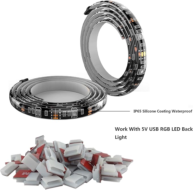 Threetwofour LED Strip Light Clips self Adhesive mounting Brackets Cable Clamp for 8-10mm Width IP65 led Strip Light Cable Clips Wire Holder for Dash cams,Network Cables 100Pack