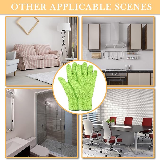 Patelai 3 Pairs Microfiber Plant Dusting Gloves Leaf Cleaning Gloves for Indoor Plants, Blinds, Furniture, House (Small, Green Yellow, Water Blue, Pink)