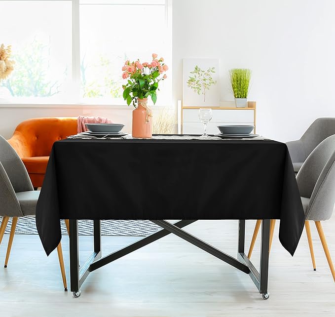 Utopia Kitchen Square Table Cloth 2 Pack(70x70 Inches, Black), Tablecloth Machine Washable, Polyester Table Cover for Dining, Buffet Parties, Picnics, Events, Weddings and Restaurants