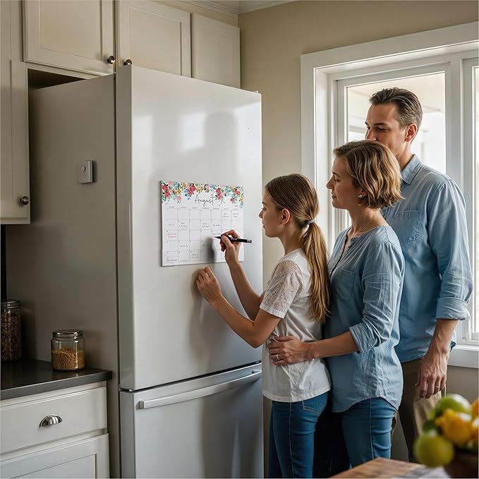 2026-2027 Magnetic Calendar for Fridge, Jokotha Monthly Refrigerator Calendar Runs from January 2026 to June 2027, 15" x 12", Floral Design, Strong Magnets, Easy Planning & Organization