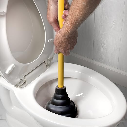 LDR 512 3410A Heavy Duty Drain Handle Double Thrust Rubber Force Cup Removes Clogs for Bathrooms, Kitchens, Baths, Showers, Powerful Commercial and Residential, 26.40"X5.35", Wood Flange Plunger