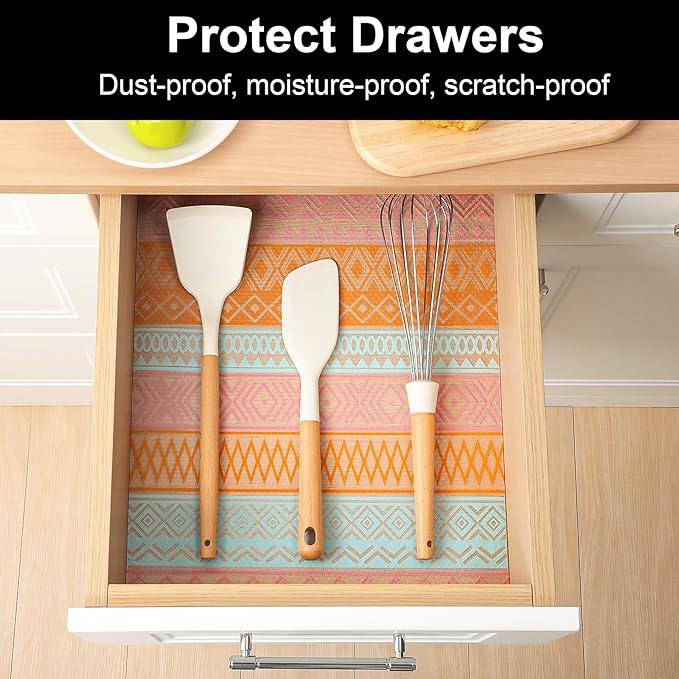 Cooyes Shelf Liners for Kitchen Cabinets Waterproof & Oil-Proof Kitchen Cupboard Mats Non-Slip Drawer Mats EVA Material Non-Adhesive Fridge Liner for Shelves (11.8" W x 236" L)