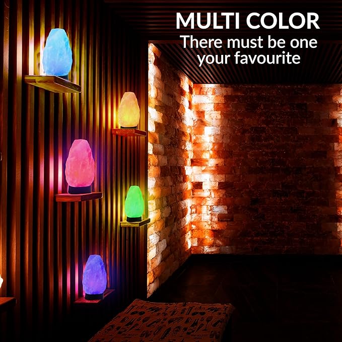 Himalayan Salt Lamp Multicolor with USB & Plastic Base – Hand-Carved Himalayan Salt Lamp for Home, Office, and Dorm Decor | LED Multicolor Salt Lamp for Relaxation, Ambiance, and Air Purification