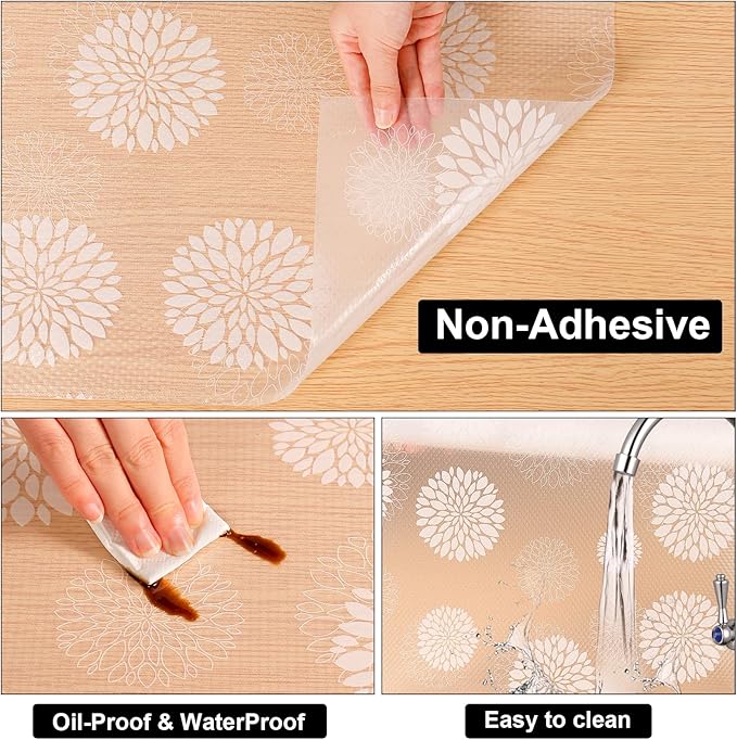 Cooyes Shelf Paper for Kitchen Cabinets Non Adhesive, Waterproof & Oil-Proof Kitchen Drawer Liner for Refrigerator Drawer Fridge Cupboard (23.6 Inch W x 354 Inch L)