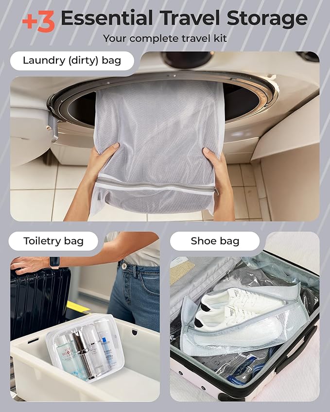 BAGSMART Vacuum Bags for Travel with Rechargeable Air Pump, Portable Space Saver Bags for Travel & Home, Vacuum Compression Seal Bag for Clothing, Blanket, 21 Pack Gray