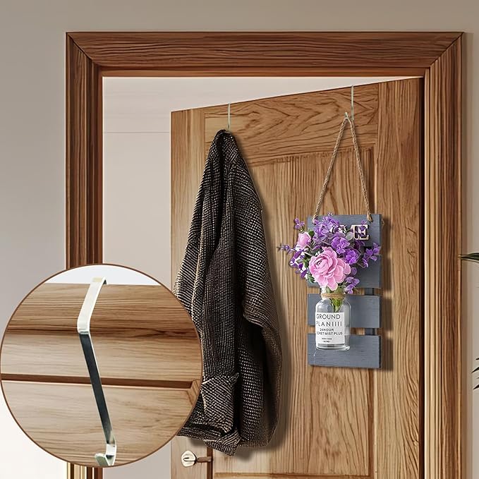 ANBSHUN 12 Pack Over The Door Metal Hook Hanger - Fits Interior Doors 1.45" Over The Door Towel Racks for Bathroom,Kitchen Hanging Clothes, Towels, Hats, Coats, Bags