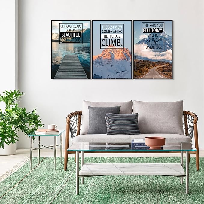 KAWAHONE Inspirational Wall Art, Motivational Quotes Decor Posters, landscape Canvas Wall Art, Positive Affirmations Canvas for Work Place Library, Gym,Office,Living Room