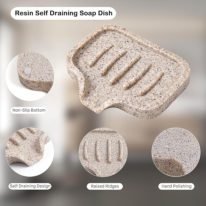 AUGFRYZIAN Self-Draining Soap Dish - Bar Soap Holder for Shower, Large Soap Savers Soap Tray Sponge Holder for Kitchen Bathroom Bathtub Sink, Linen