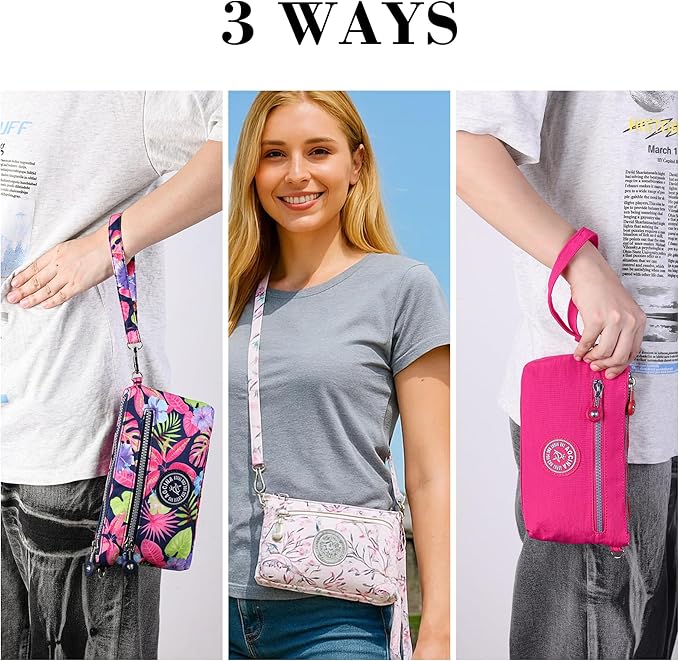 AOCINA Small Wristlet Wallet for Women RFID Blocking Crossbody Purse Gifts for Valentines Day Nylon Cell Phone Purses