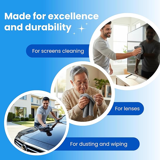 Waffle Weave Microfiber Cloths - 12 x 12 inches - Lint Free Cloth, Streak-Free Absorbent Microfiber Glasses Cleaning Cloth, Screens, Dusting & Appliances - 12 Pack Premium Cloth Wipes