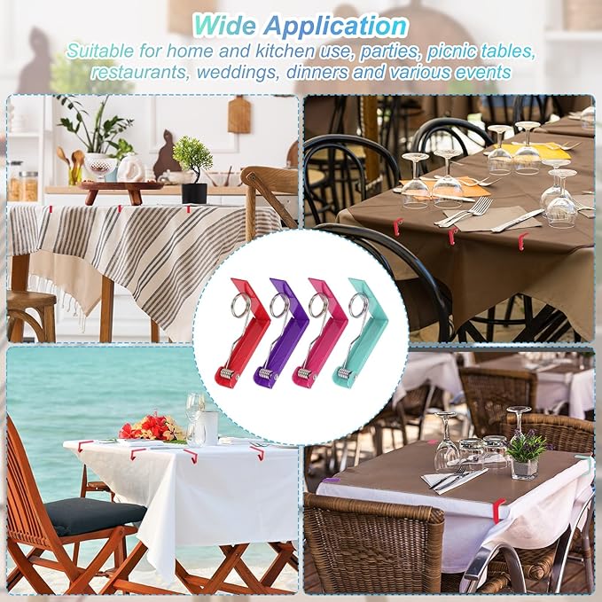 uxcell 4 Pack Tablecloth Clips, Stainless Steel Table Cloth Cover Clamps, 2.87" x 2.36" Windproof Holder Clips for Home Party Picnic Wedding Camping Dining Tables, Yellow