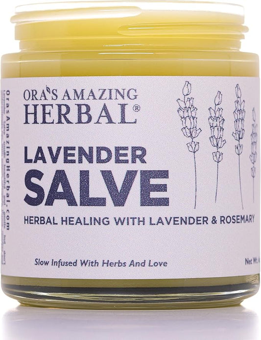Ora's Amazing Herbal, Lavender Salve Balm, Drawing Salve with Lavender Essential Oil, Natural Skin Moisturizers, Repair Ointment for Irritated Skin, Aromatherapy for Relaxation Massage 4 oz