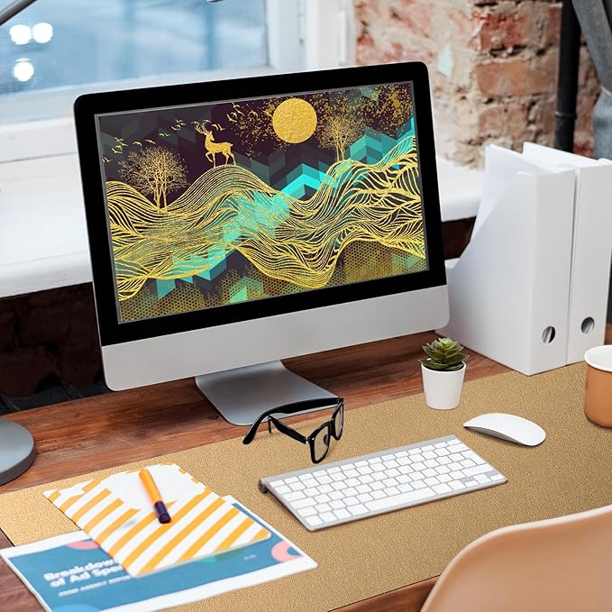 Bloss Gold Leather Desk Mat 35.4" x 15.7", Large Keyboard Pad for Desk, Desk Mat for Desktop, Waterproof Desk Pad Mat, Computer Mat for Office/Home/Decor