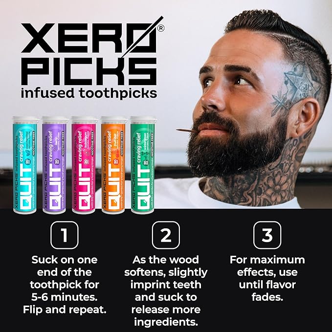 Xero Picks Infused Flavored Toothpicks to Help Quit Smoking - Nicotine Free (Variety Pack, 20 Count (Pack of 5)) Non-GMO Kosher Vegan