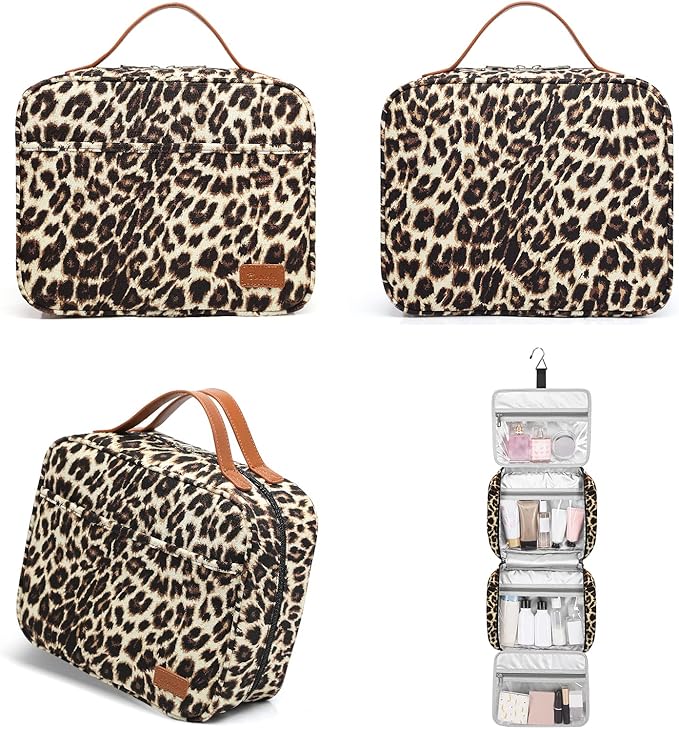 Bosidu Hanging Travel Toiletry Bag, Large Capacity Cosmetic Travel Toiletry Organizer for Women with 4 Compartments & 1 Sturdy Hook, Perfect for Travel/Daily Use/Christmas