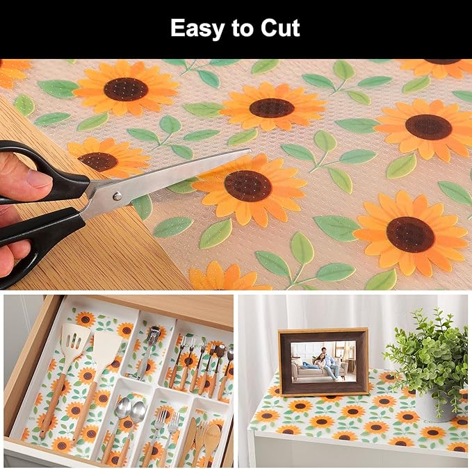 Cooyes Shelf Liner – Premium Non-Adhesive Cabinet & Drawer Liner for Kitchen – Waterproof Shelf Paper with Modern Pattern – Durable EVA Cabinet Mat – Easy to Cut （11.8" W x 236" L）