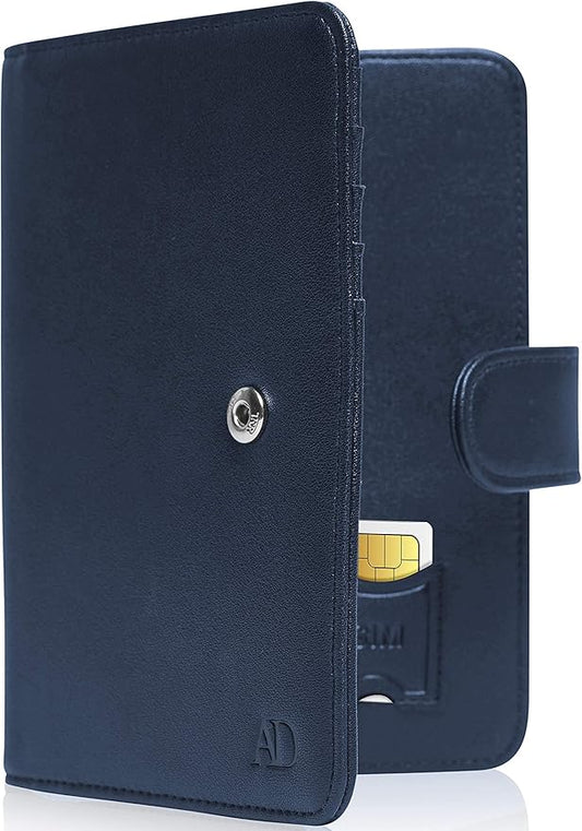 Passport Holder Cover Wallet RFID Blocking - Handmade Leather Passport Case Travel Document Organizer For Men & Women Navy Blue