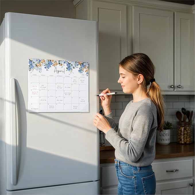 2026-2027 Magnetic Calendar for Fridge, Jokotha Monthly Refrigerator Calendar Runs from January 2026 to June 2027, 15" x 12", Floral Design, Strong Magnets, Easy Planning & Organization