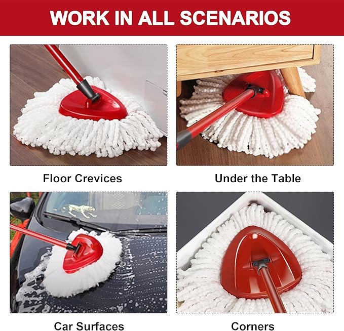 2 Pack Mop Replacement Heads for O-Cedar Spin Mop, Microfiber Spin Mop Refills, Easy Cleaning Mop Head Replacement Refill