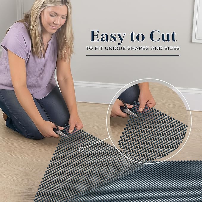 Veken 6x9 Ft Rug Pad Gripper for Hardwood Floors, Non Slip Dark Blue Rug Pads for Area Rugs, Thick Rug Grippers for Tile Floors, Under Carpet Anti Skid Mat, Keep Your Rugs Safe and in Place